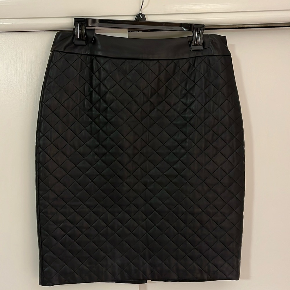 Karl Lagerfeld black leather quilted above the knee skirt